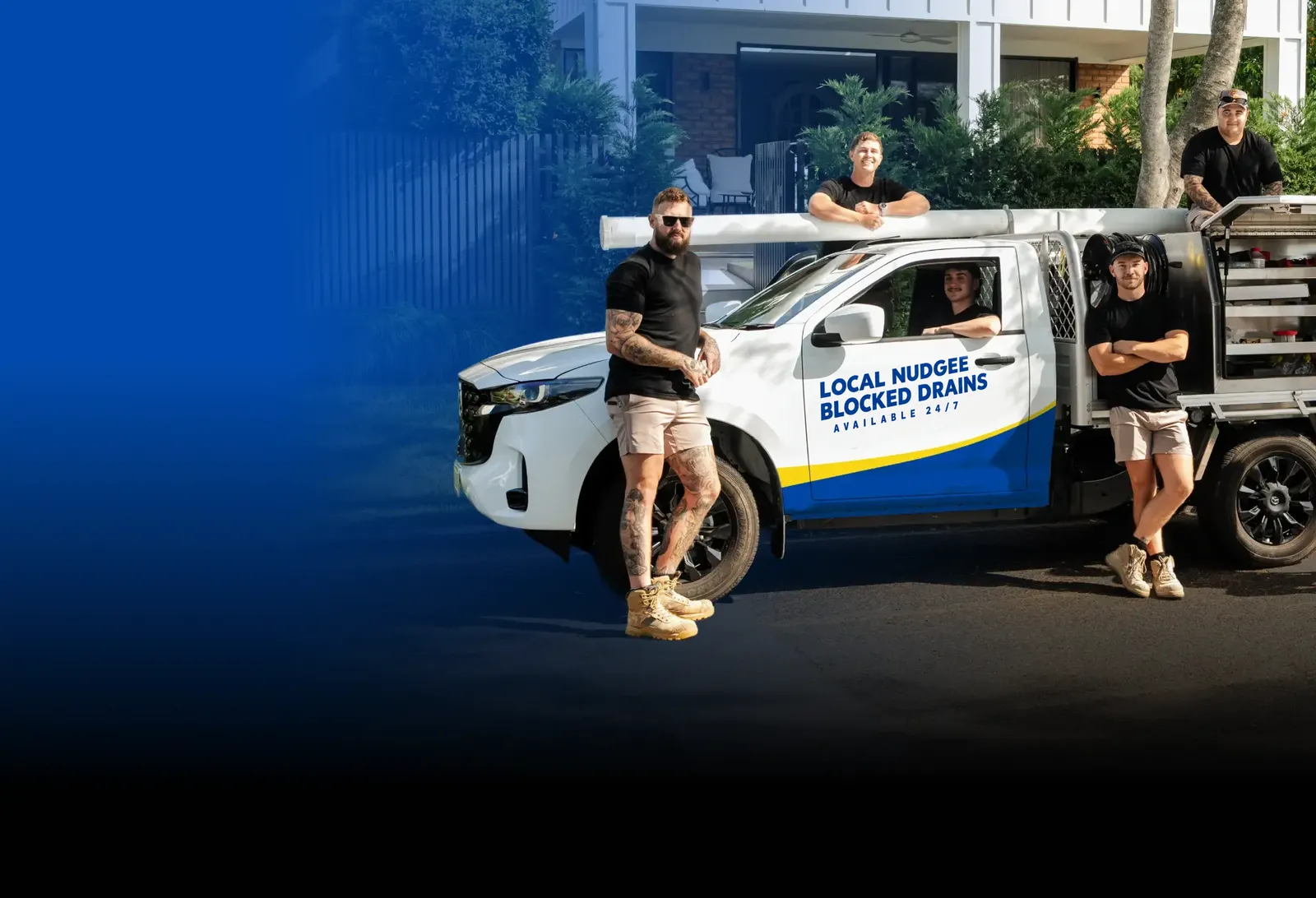 Local Nudgee Blocked Drains team with the ute